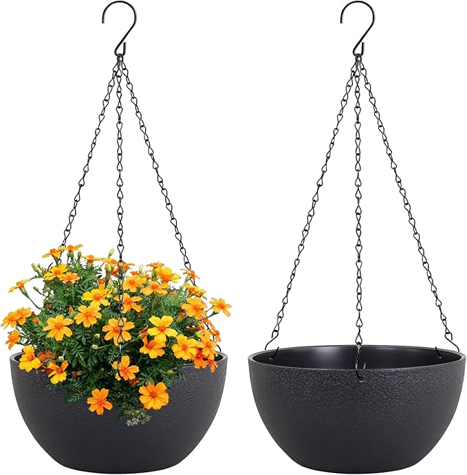 10 inch Hanging Planters for Indoor Outdoor Plants, 2 Pack Hanging Flower Pots by Meowell