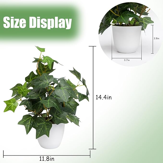 alyptus Fake English Ivy Plants in Pots Set of 2 – Realistic Artificial Ivy - Image 2