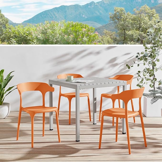 Modern Stackable Dining Chair Set, No Assembly, Plastic Chair, Patio Chair - Image 2