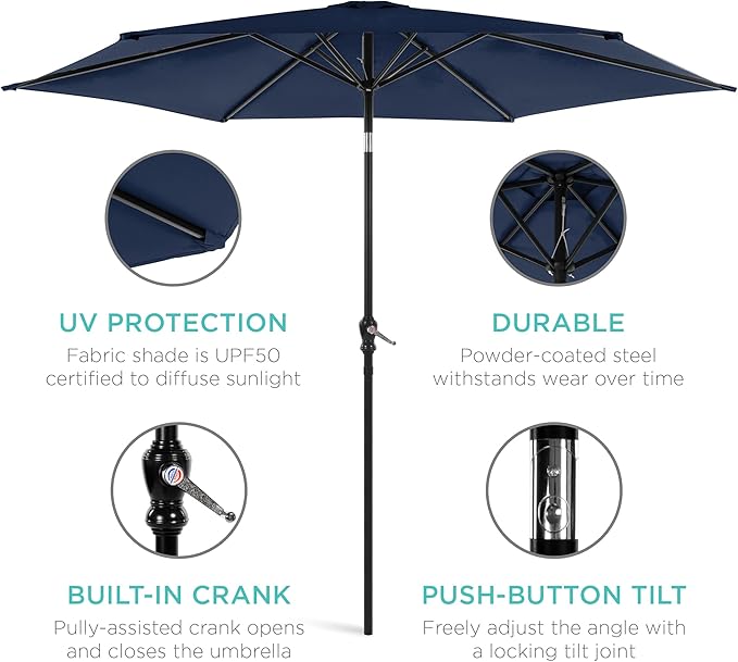 Best Choice Products 10ft Outdoor Table Compatible Steel Polyester Market Patio - Image 5
