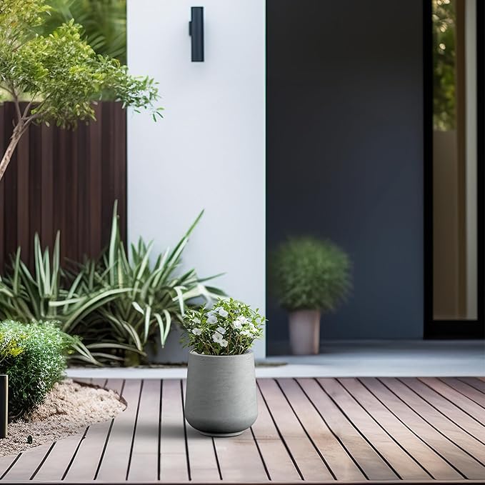 Kante 8.2" Dia Round Concrete Planter, Outdoor Indoor Large Plant Pots - Image 6