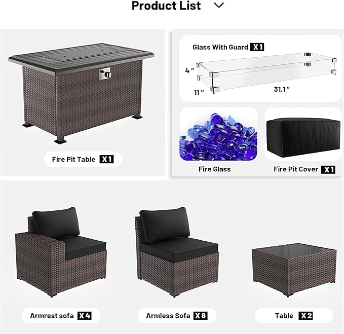 Kullavik 13 Pieces Outdoor Patio Furniture Set - Image 7