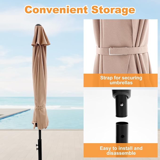OLIXIS Half 9Ft Umbrella Outdoor Patio, Scalloped Patio Umbrella - Image 4
