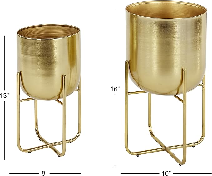 Deco 79 Metal Indoor Outdoor Planter Brushed Dome Large Planter Pot - Image 3