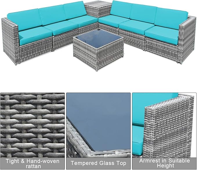 Tangkula 8 Pieces Wicker Patio Furniture Set - Image 6