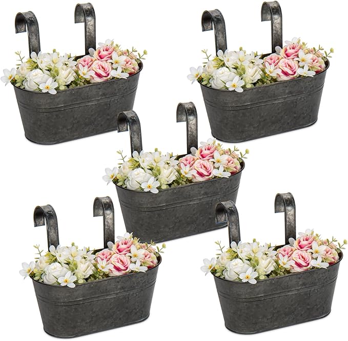 Briful 10'' Hanging Planter Outdoor 5PCS Metal Railing Planter by Briful