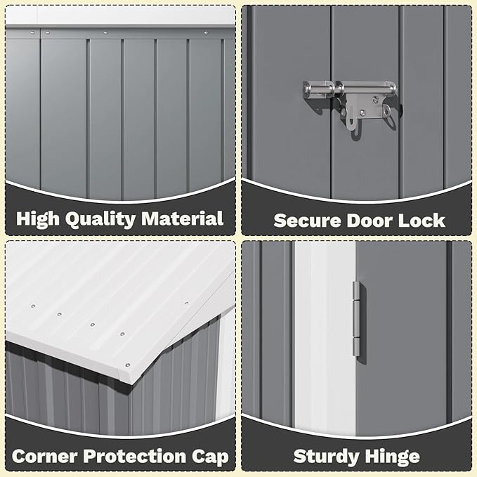 Greesum 8×6FT Outdoor Storage Shed, Metal Patio Storaged Sheds - Image 5