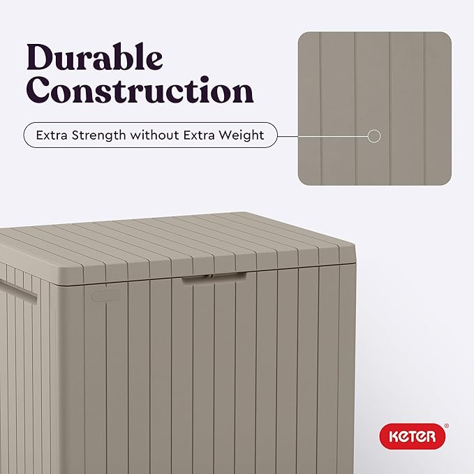 Keter City 30 Gallon Resin Outdoor Storage Box & Patio Side Table - Image 9