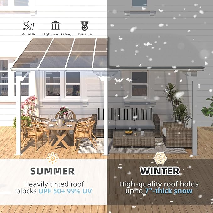 AECOJOY 14' x 10' Gazebo in White, Large Wall Mounted Gazebos on Clearance - Image 5