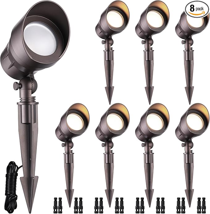 LEONLITE 8-Pack Low Voltage LED Landscape Spotlight, 5W 12V Pathway Lights by LEONLITE