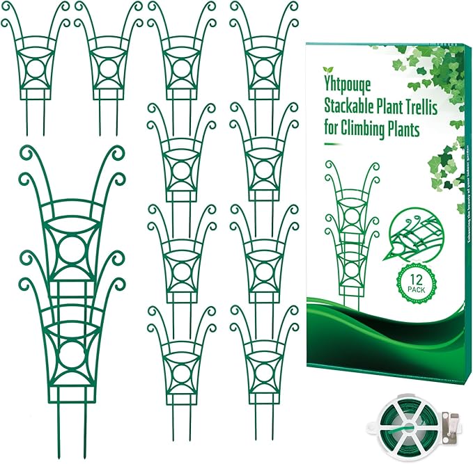 12 Pack Stackable Plant Trellis by YHTPOUQE