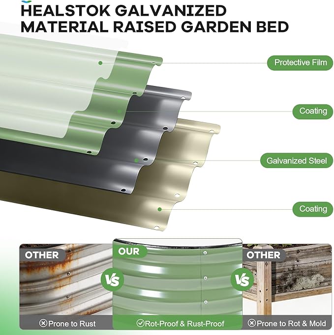 Galvanized Raised Garden Bed Outdoor, Rust-Resistant Garden Planter Box - Image 2