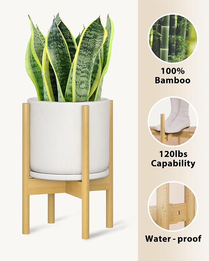 Adjustable Plant Stand Indoor, Bamboo Plant Stand Fits 8 9 10 11 12 Inches - Image 2