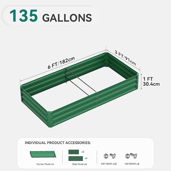 YITAHOME 72x36x12 in 2pcs Galvanized Raised Garden Bed Kit, Large Metal Planter - Image 8
