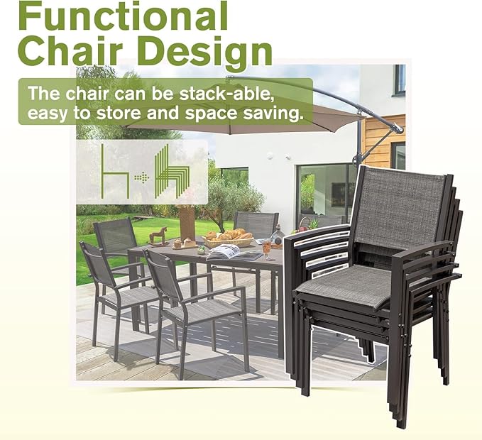 Homall Patio Dining Set 7 Pieces Outdoor Furniture - Image 5