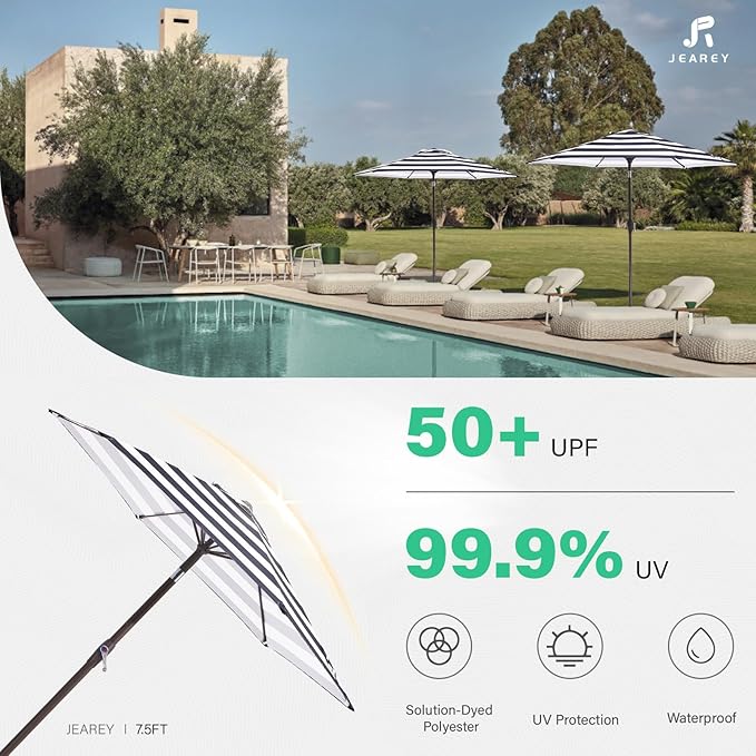 JEAREY 7.5FT Patio Umbrella Outdoor Market Umbrella - Image 5