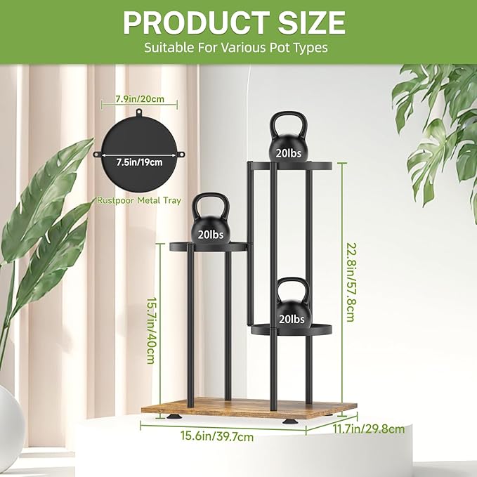 iDavosic.ly 3 Tier Plant Stand Indoor Outdoor, Tiered Corner Multiple Flower - Image 3