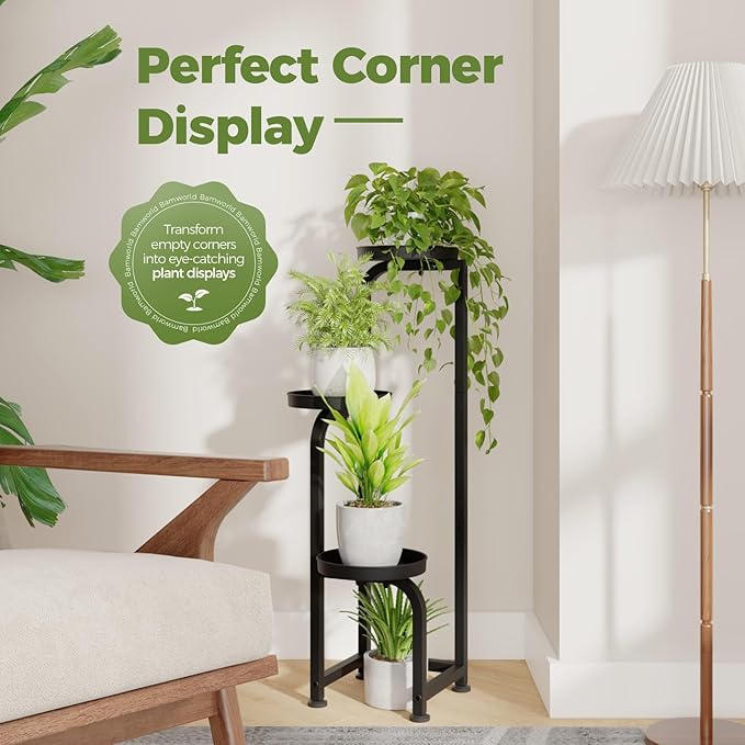 Bamworld Tall Plant Stand Indoor Outdoor, Corner Metal Flower Pot Stands - Image 3