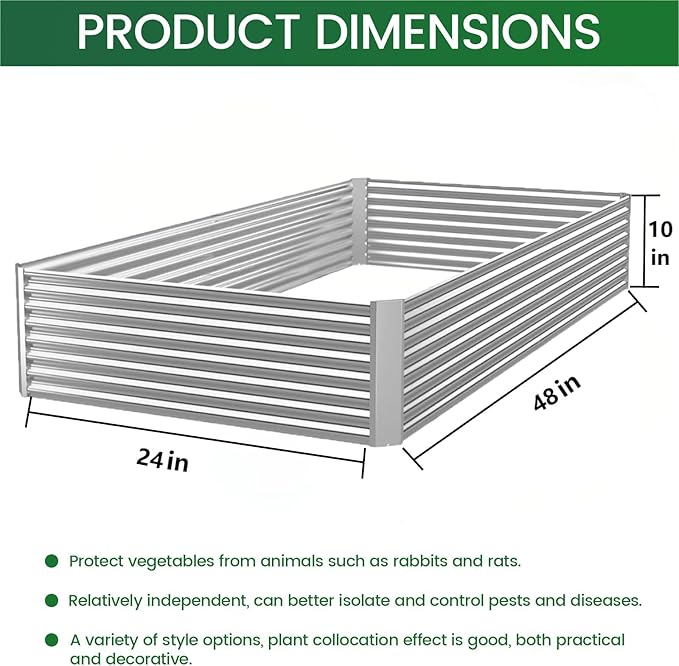 FRIZIONE 4pcs 4x2ft Galvanized Raised Garden Bed Outdoor, Above Ground Garden - Image 3