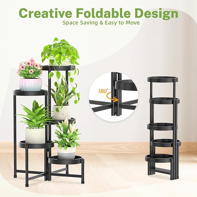 iDavosic.ly 5 Tier Folding Plant Stand Indoor Outdoor - Image 3