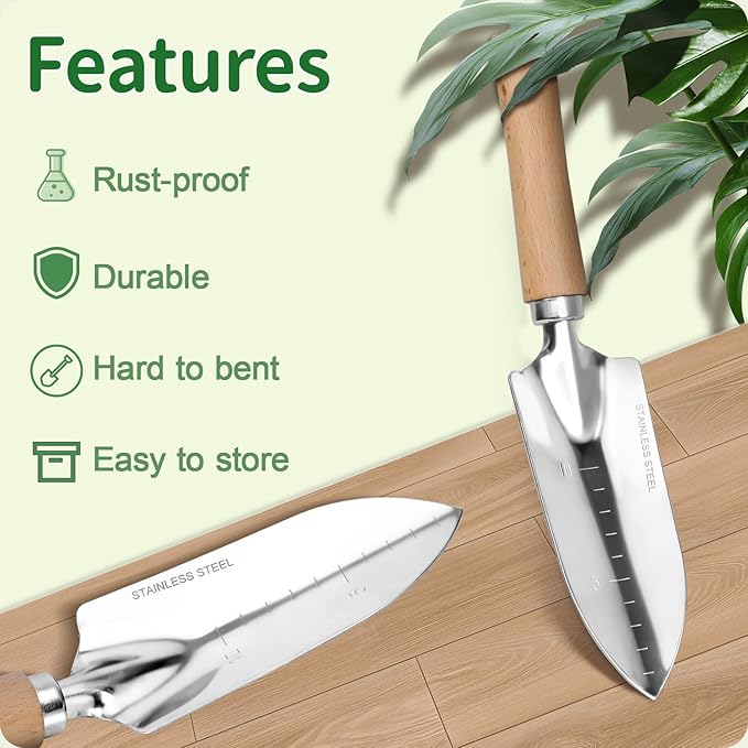 Garden Tool Set, 2 Pieces Stainless Steel Heavy Duty Garden Tools, Garden Kit - Image 7