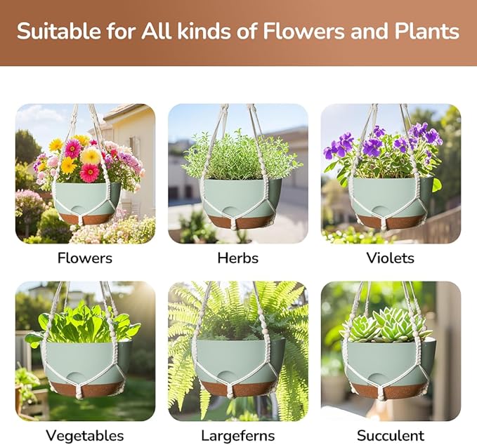 12 Inch Hanging Baskets for Plants Outdoor, Hanging Planters for Indoor Outdoor - Image 5