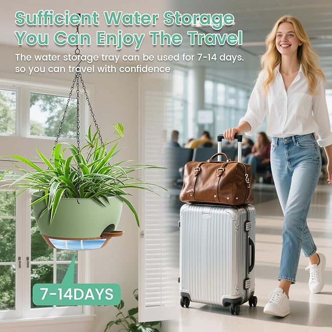 Set of 3-10 Inch Self Watering Hanging Planters - Image 6