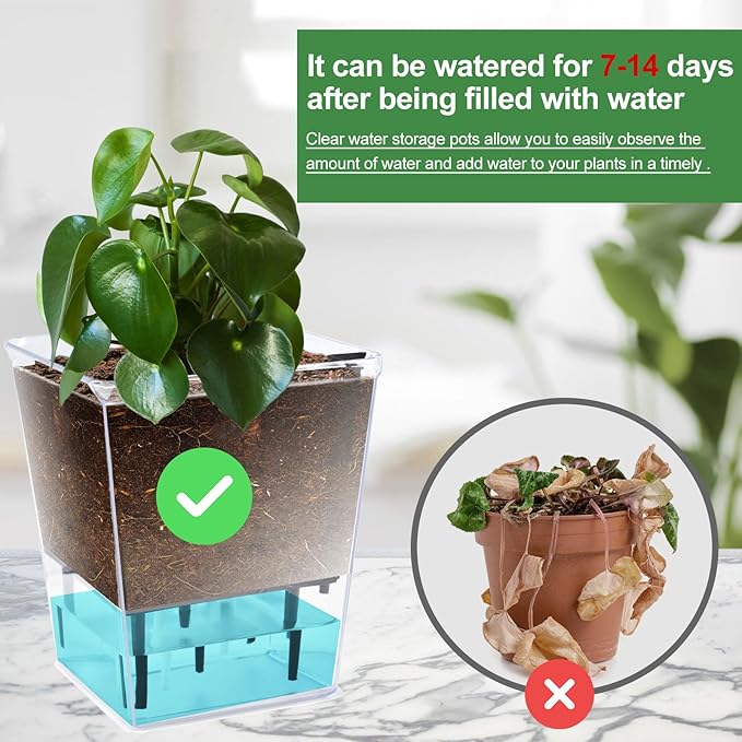 Self Watering Pots Set, 3 Pack 5/4.1/2.7 Inch Self Watering Pot - Image 5