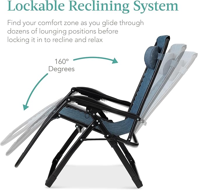 Best Choice Products Oversized Zero Gravity Chair, Folding Outdoor Patio - Image 8