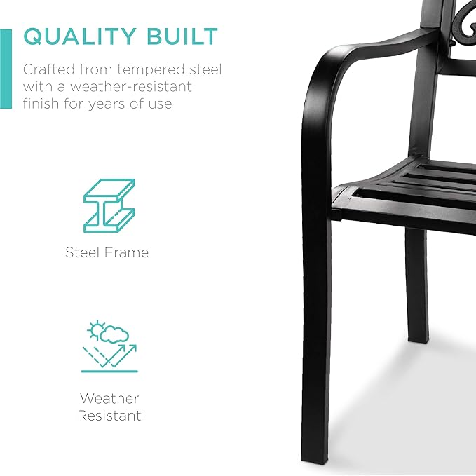 Best Choice Products Outdoor Bench Steel Garden Patio Porch Furniture - Image 4