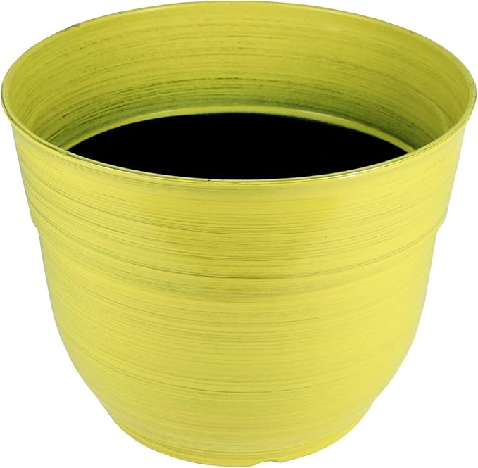 Garden Elements Indoor/Outdoor Glazed Brushed Happy Plastic Planter, Bright - Image 2