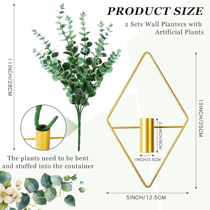 2 Pieces Gold Wall Decor Hanging Planters - Image 2