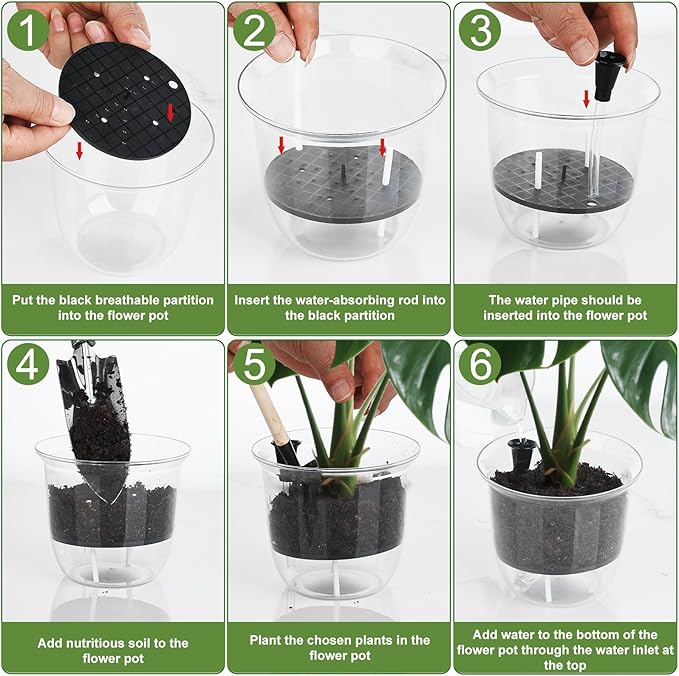 Plant Pots 6 inch Set of 3, Self Watering Pots - Image 6