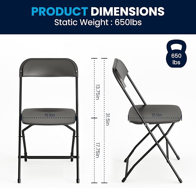 Flash Furniture Hercules Set of 10 Indoor/Outdoor Heavy-Duty Plastic Folding - Image 2