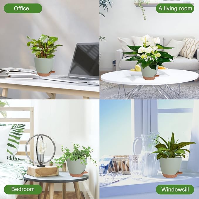 Plant Pots Indoor 7/6.5/6/5.5/5 Inch Self Watering Planters - Image 6
