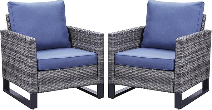 Belord Oversize Patio Chairs Set of 2 Outdoor Wicker Dining Chairs, All-Weather - Image 6