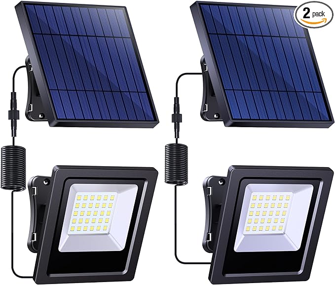 Solar Lights Outdoor, Solar Powered Flood Lights Weatherproof, Dusk to Dawn Led by Lightonight