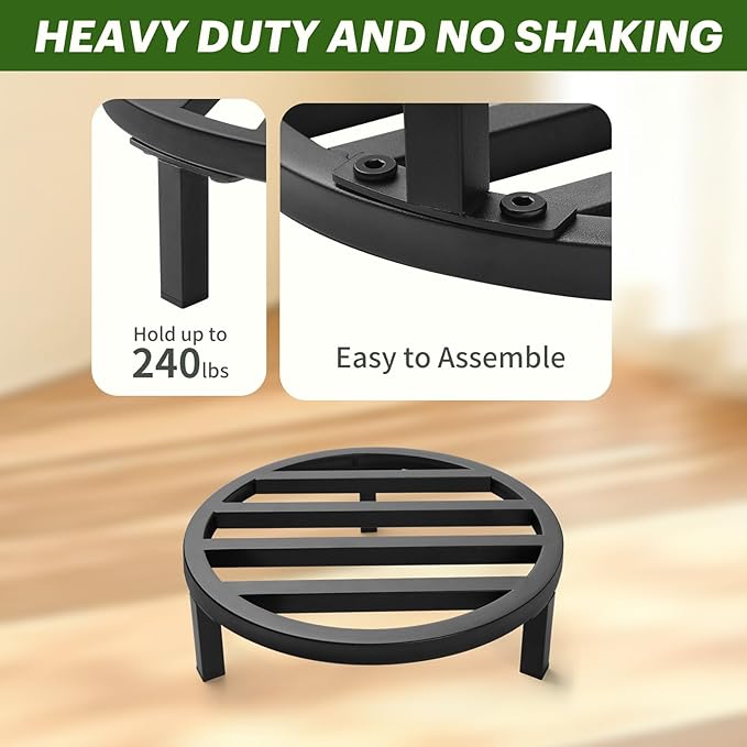 3 Pack 10.23 Inch Metal Plant Stands Outdoor, 240 LBS Capacity, Single Plant - Image 3