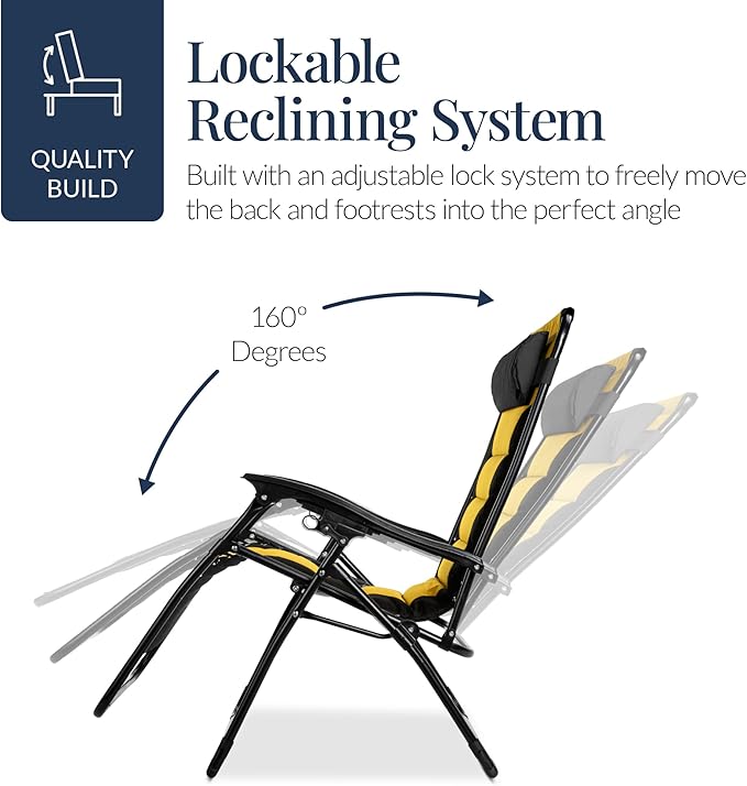 Best Choice Products Oversized Padded Zero Gravity Chair, Folding Outdoor Patio - Image 8