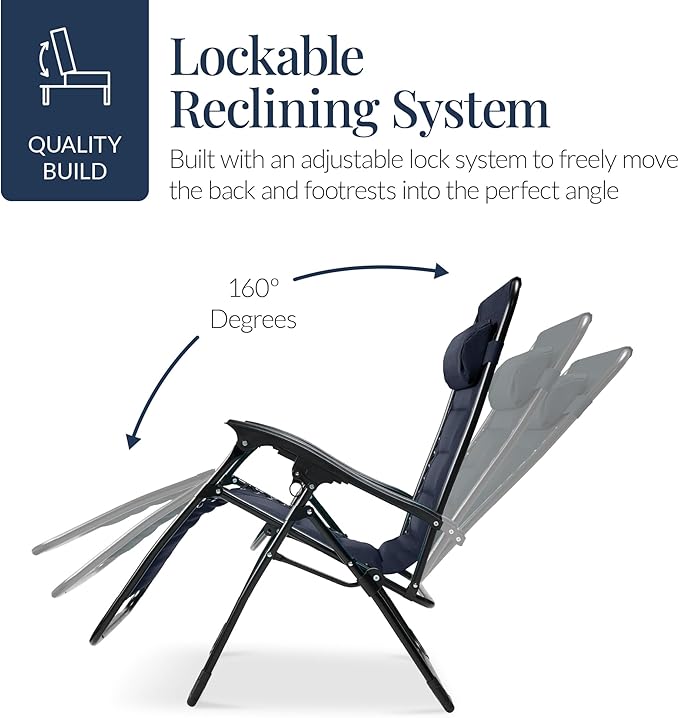 Best Choice Products Oversized Padded Zero Gravity Chair, Folding Outdoor Patio - Image 7