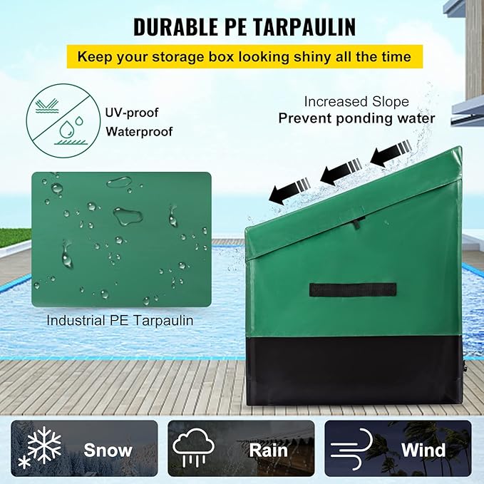 VEVOR Outdoor Storage Box, 100 Gallon Waterproof PE Tarpaulin Deck Box - Image 3