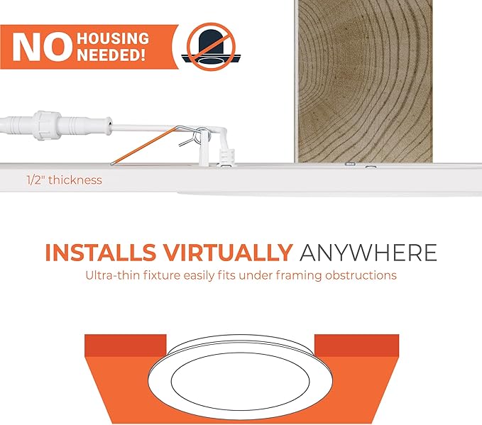 HALO HLB 6 inch LED Recessed Lighting Canless Dimmable Wet Location Selectable - Image 3