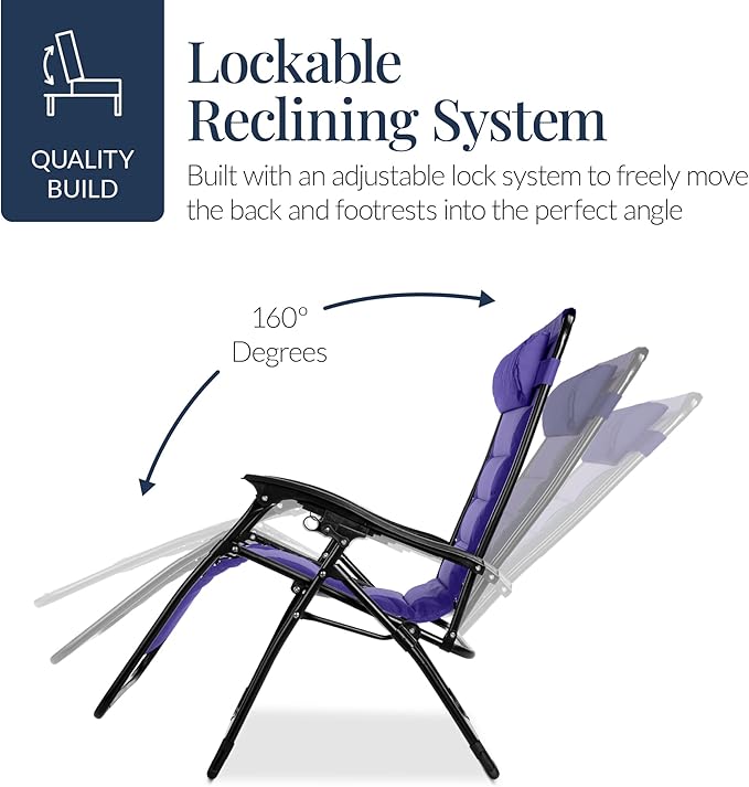 Best Choice Products Oversized Padded Zero Gravity Chair, Folding Outdoor Patio - Image 7