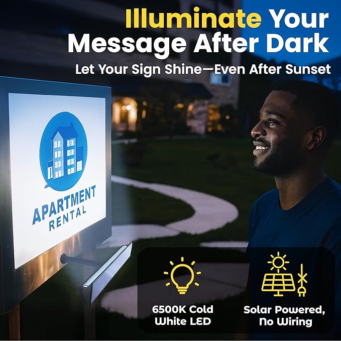 Brighticonic Solar Sign Lights Outdoor Black – LED Solar Sign Light - Image 4