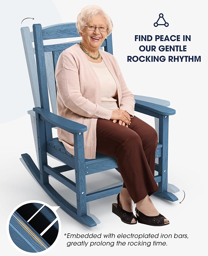 KINGYES HDPE Rocking Chairs Outdoor, Patio Rocking Chairs - Image 7