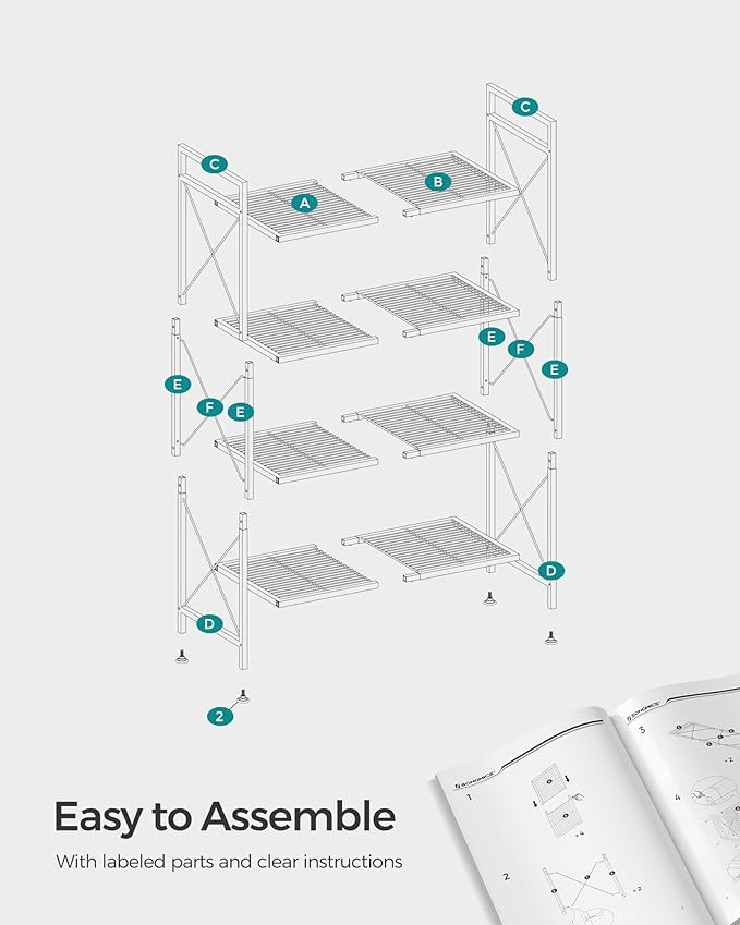 SONGMICS 4-Tier Metal Storage Rack, Shelving Unit - Image 8