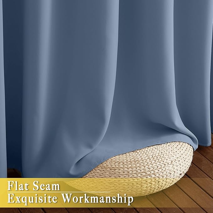 NICETOWN Stone Blue Blackout Sliding Door Curtains, Grommet Thermal Curtain - Image 6
