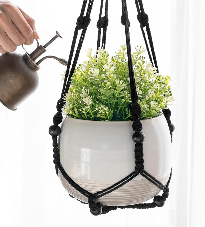 Mkono 3 Pack Macrame Plant Hangers Indoor Different Size Hanging Planter Basket - Image 5