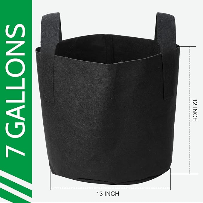 JERIA 12-Pack 7 Gallon Grow Bags, 300G Thickened Nonwoven Garden Pots, Heavy - Image 2