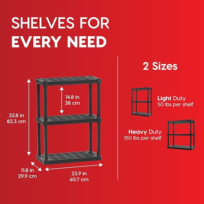 IRIS USA 3-Shelf Light Duty Plastic Storage Shelves, 150lb Capacity, Medium - Image 3